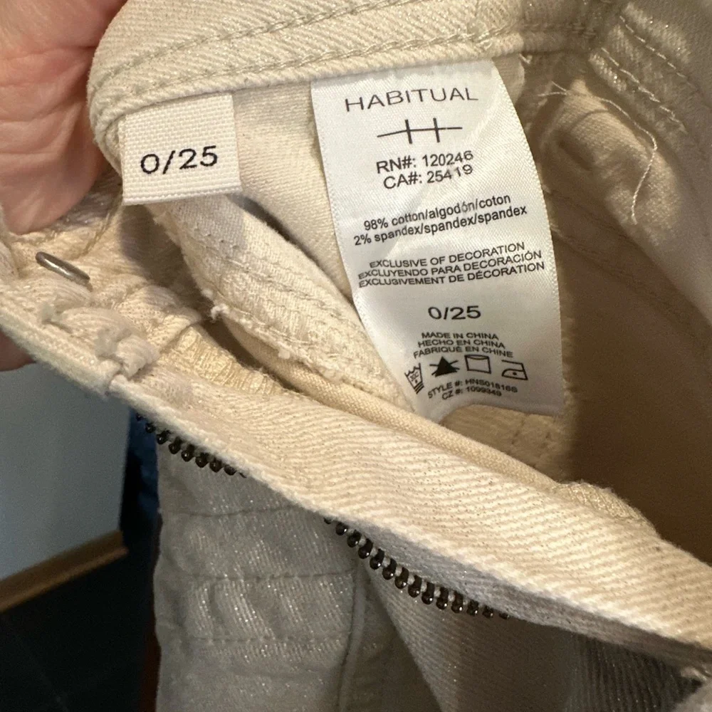 Habitual Metallic Cream Denim MIDI Skirt - Picture 6 of 6